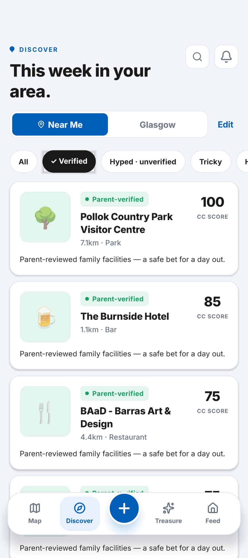 Discover this week in your area, with parent-verified venues and ChangeCheck Scores