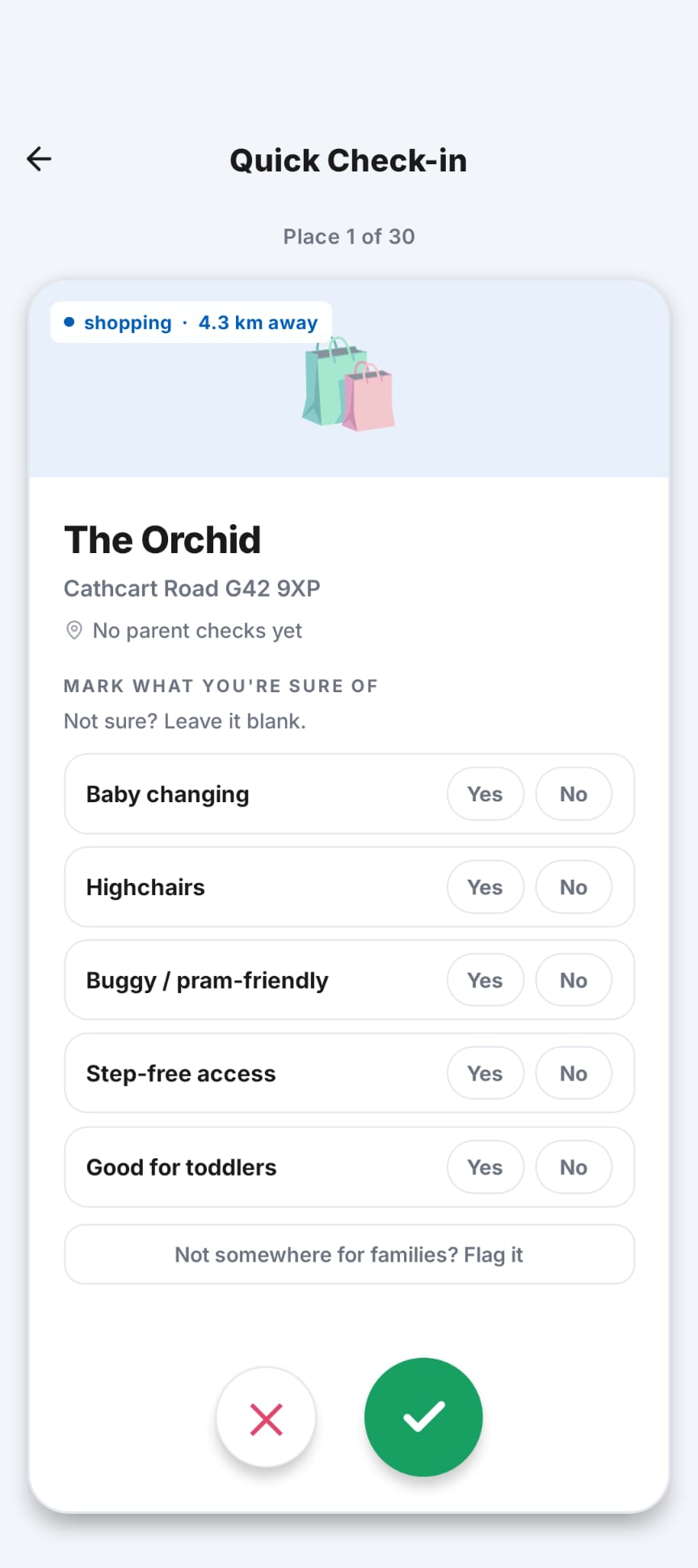 Quick Check-in card swipe with Yes No or leave blank amenity answers