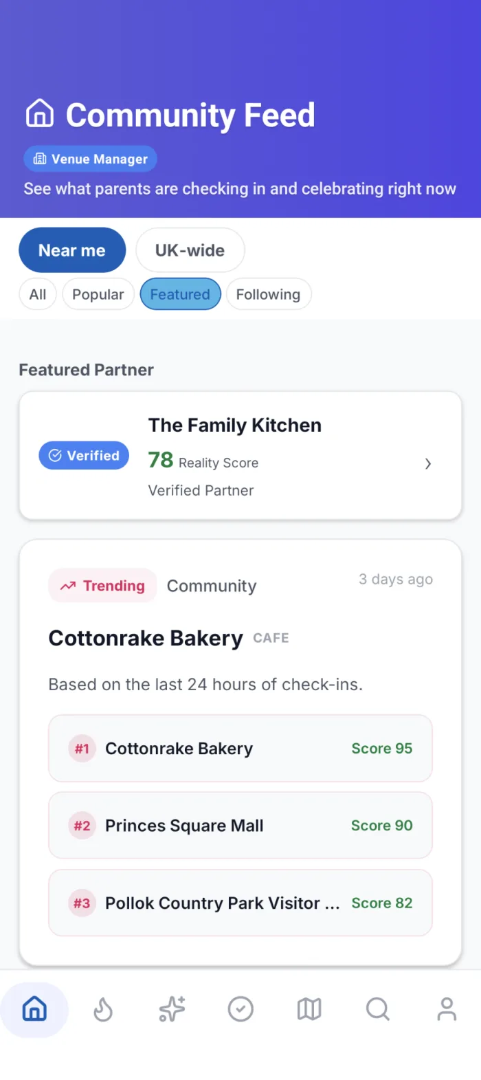 Community Feed showing Featured Partner